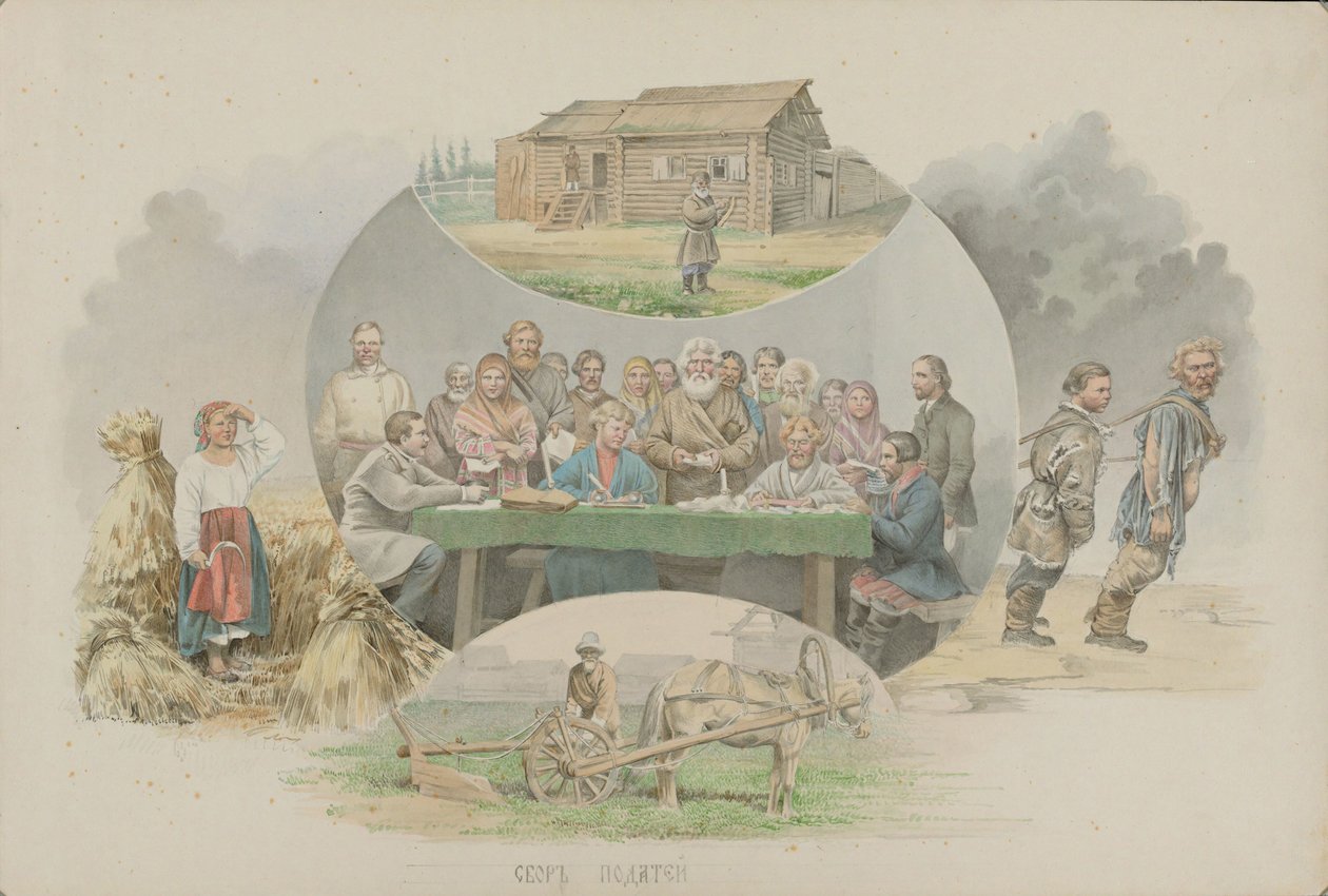 Skatteuppbörd, 1862. av Mikhail Stepanovich Znamensky