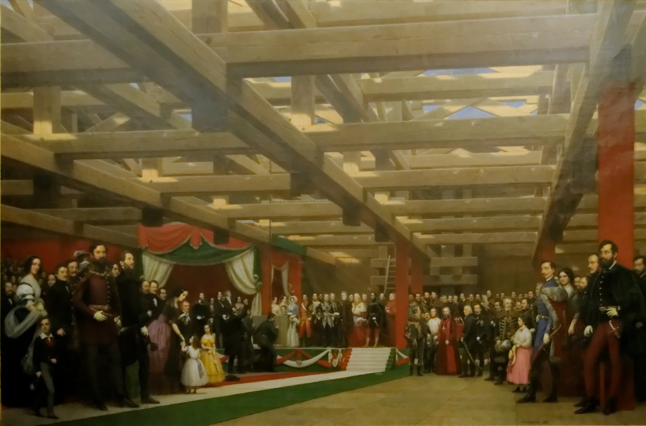 Laying the Foundation stone for Chain Bridge in 1842. av Miklós Barabás