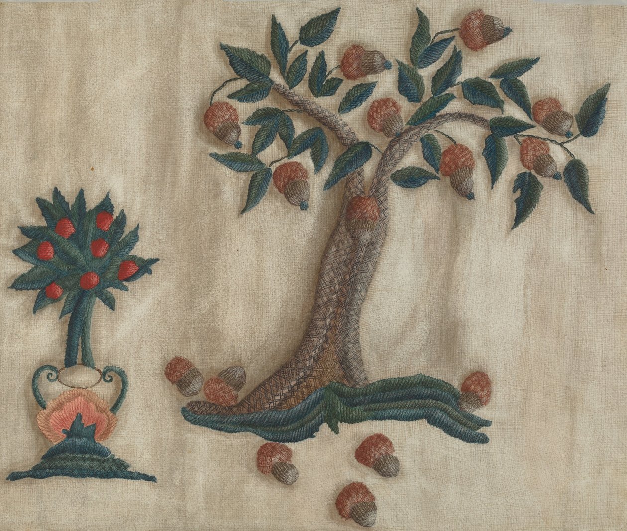 Broderad sänghängande av Mildred E. Bent