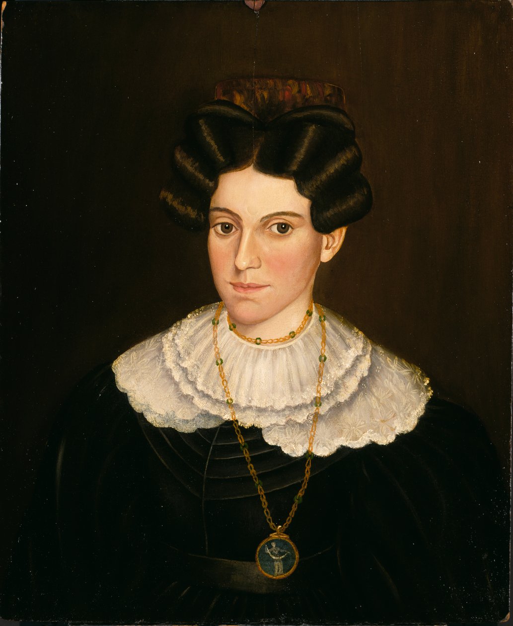 Kvinna i svart klänning, ca. 1835-1840. av Milton W. Hopkins