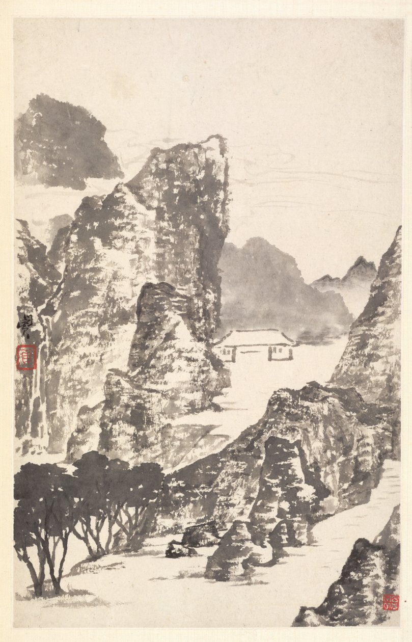 Landskap efter Mi Fu, 1788. av Min Zhen