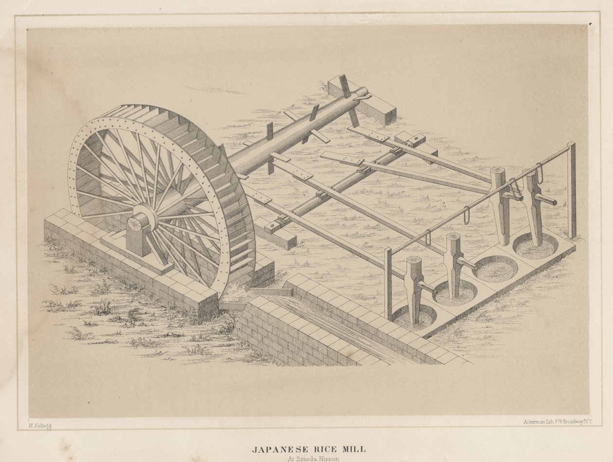 Japansk riskvarn i Simoda Nippon, 1855 av Miner Kilbourne Kellogg