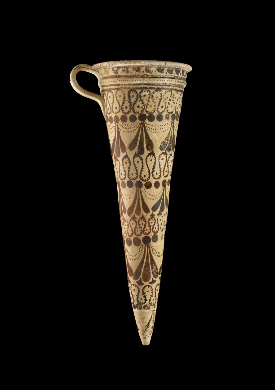 Konisk rhyton, senminoisk IB-period (bränd lera) av Minoan
