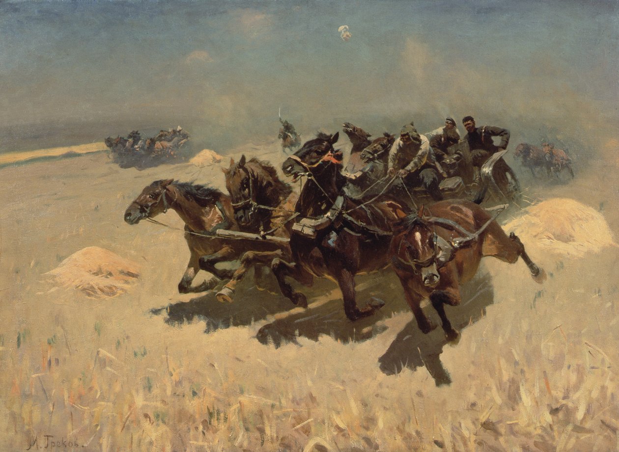Tachanka (Carriage Race), 1925 av Mitrofan Borisovic Grekov