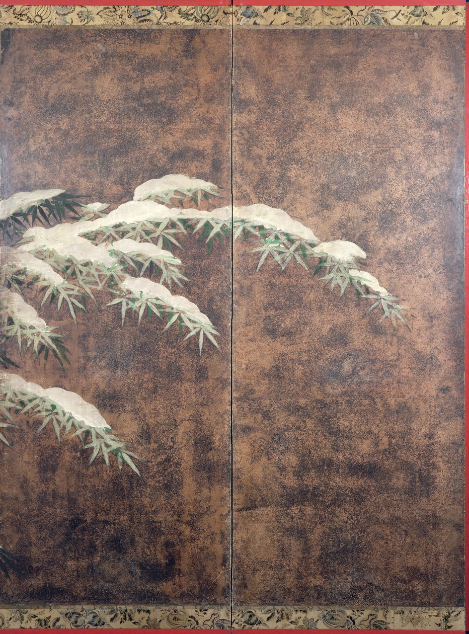 Bambu i snö, ca 1600 (bläck, färger, guld och silver på papper) av Mitsuyoshi Tosa