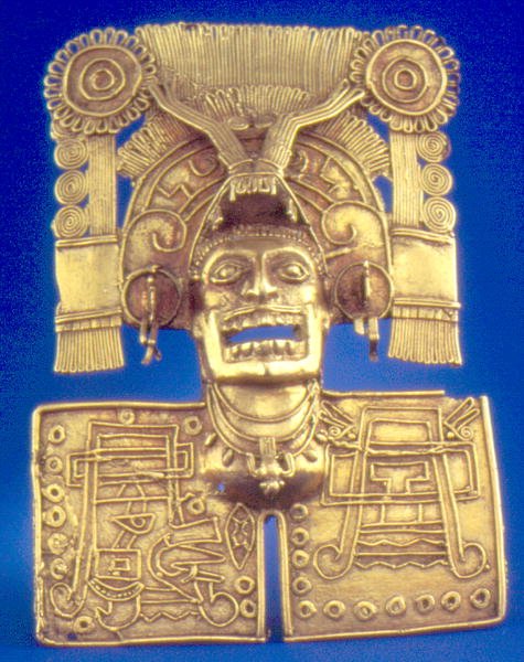 Mictlantecuhtli pectoral (guld) av Mixtec