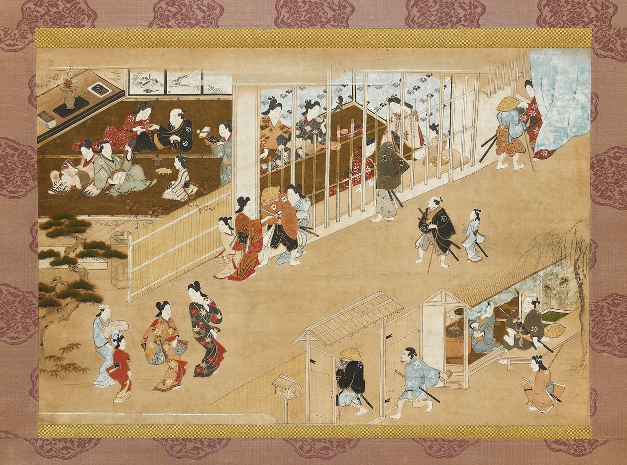 Yoshiwara nöjeskvarter, c1670-c1685 av Miyagawa Chōshun