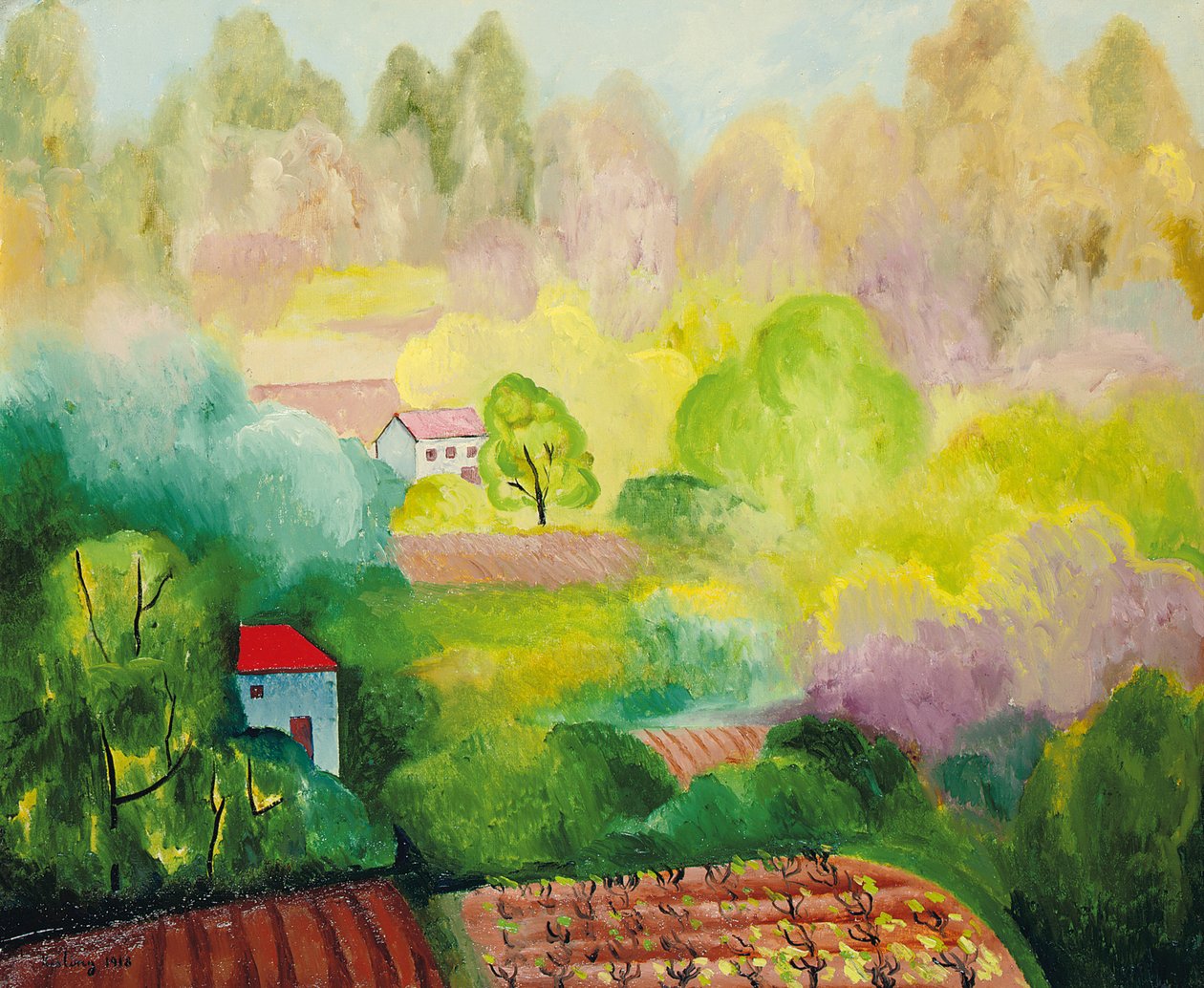 Landskap vid Saint Tropez av Moise Kisling