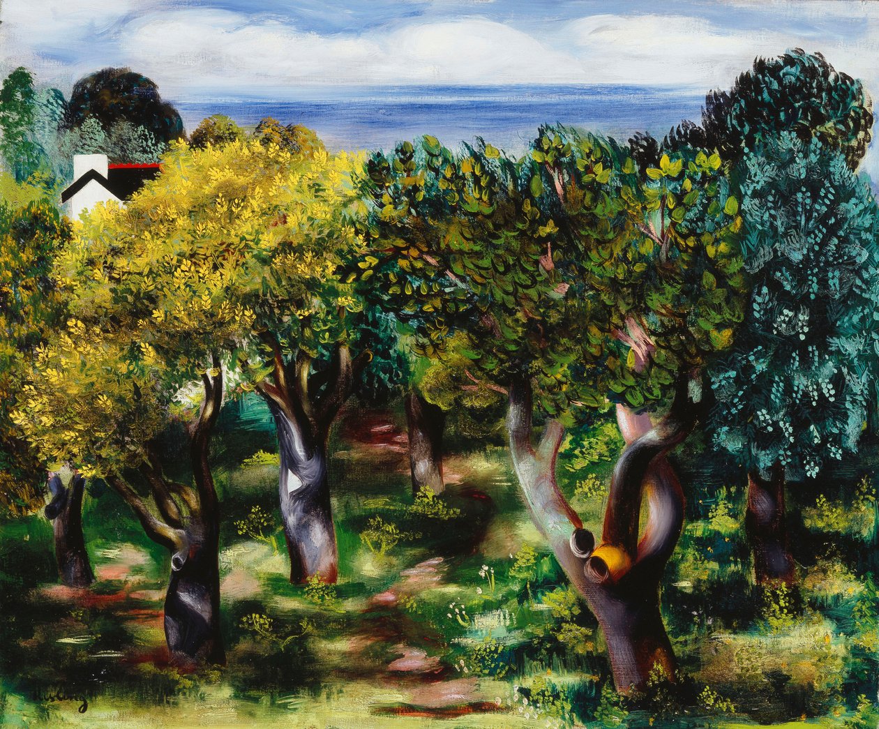Landskap i Sanary; Paysage de Sanary av Moise Kisling