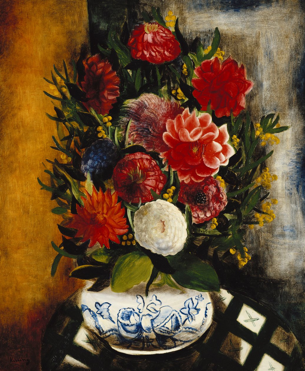 Vas med blommor; Vase de Fleurs av Moise Kisling