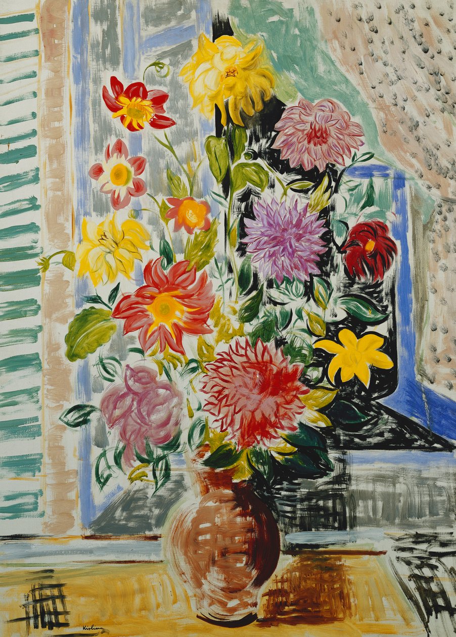 Vas med blommor; Vase de Fleurs av Moise Kisling