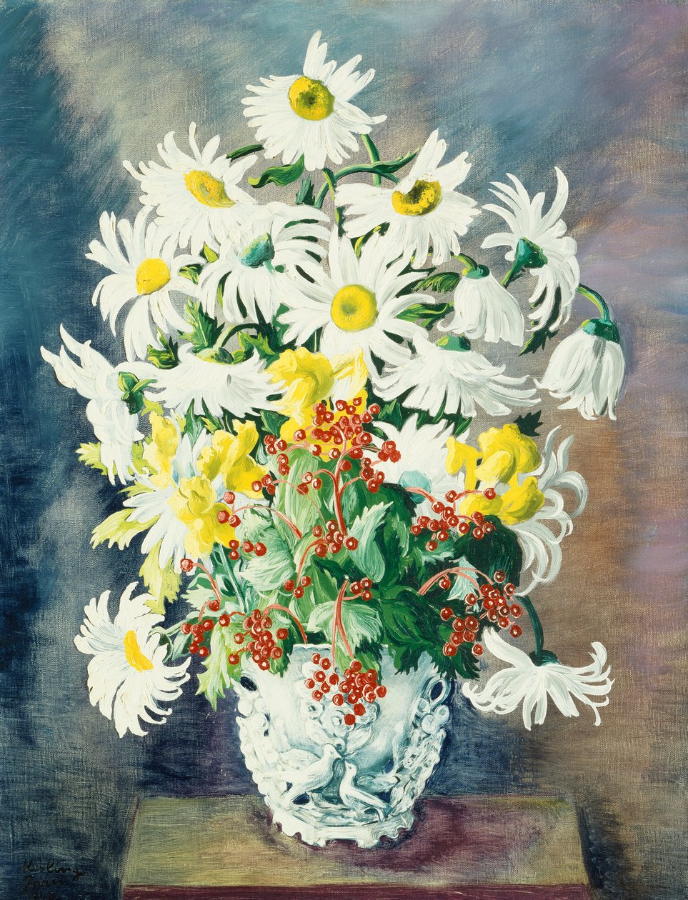 Vita prästkragar i en vas av Moise Kisling