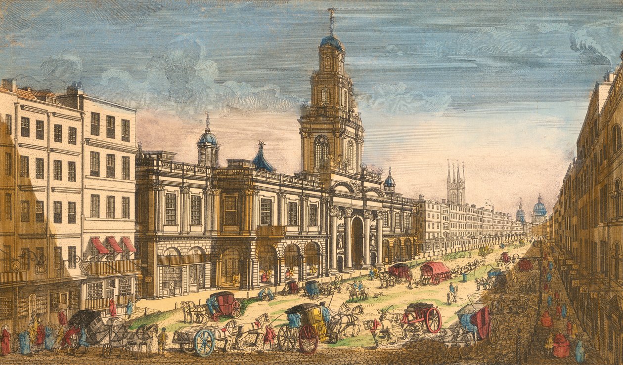 Utsikt över Royal Exchange, London, 1751 av Moithey Lainee