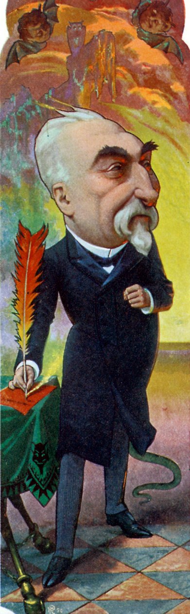 Karikatyr av Emile Combes färg litho av Moloch