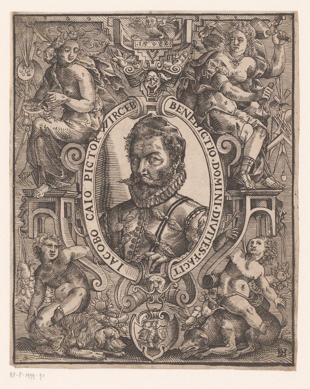 Porträtt av Jacob Cay av Monogrammist DH (Duitsland)