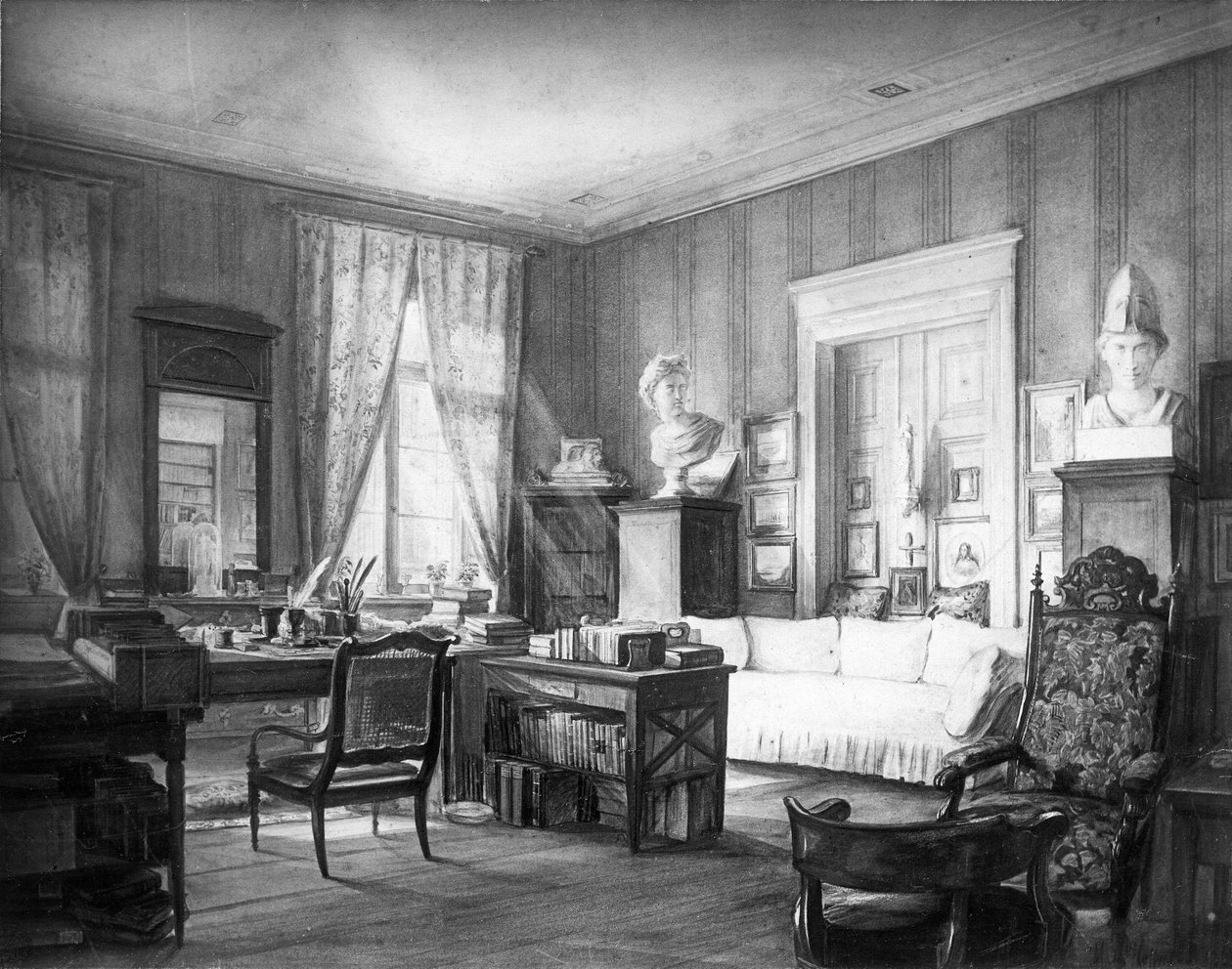 Wilhelm Grimms studie vid Linkstrasse nr 7 i Berlin av Moritz Hoffmann