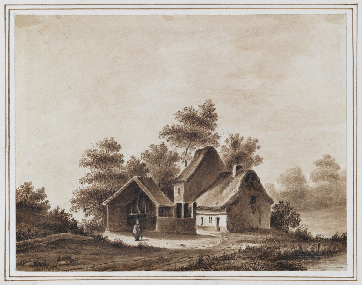 Schubert utanför ett värdshus i Tullin, nära Wien, 13 maj 1823 (bläck och tvätt på papper) av Moritz Ludwig von Schwind