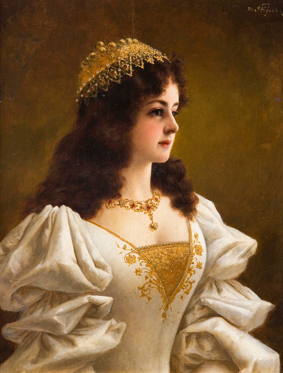 Orientaliskt porträtt av en flicka. av Moritz Stifter