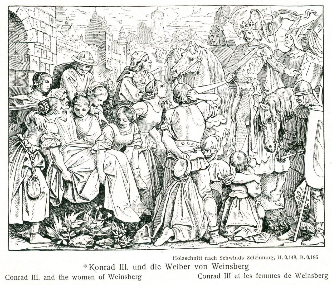 Konrad III och kvinnorna i Weinsberg. av Moritz Ludwig von Schwind
