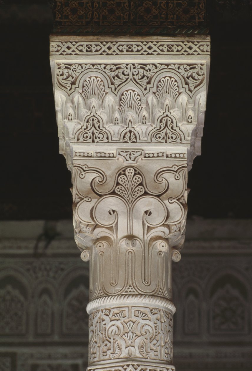 Kasbah of Thamiel glaoui, huvudstad (stuckatur) av Moroccan School