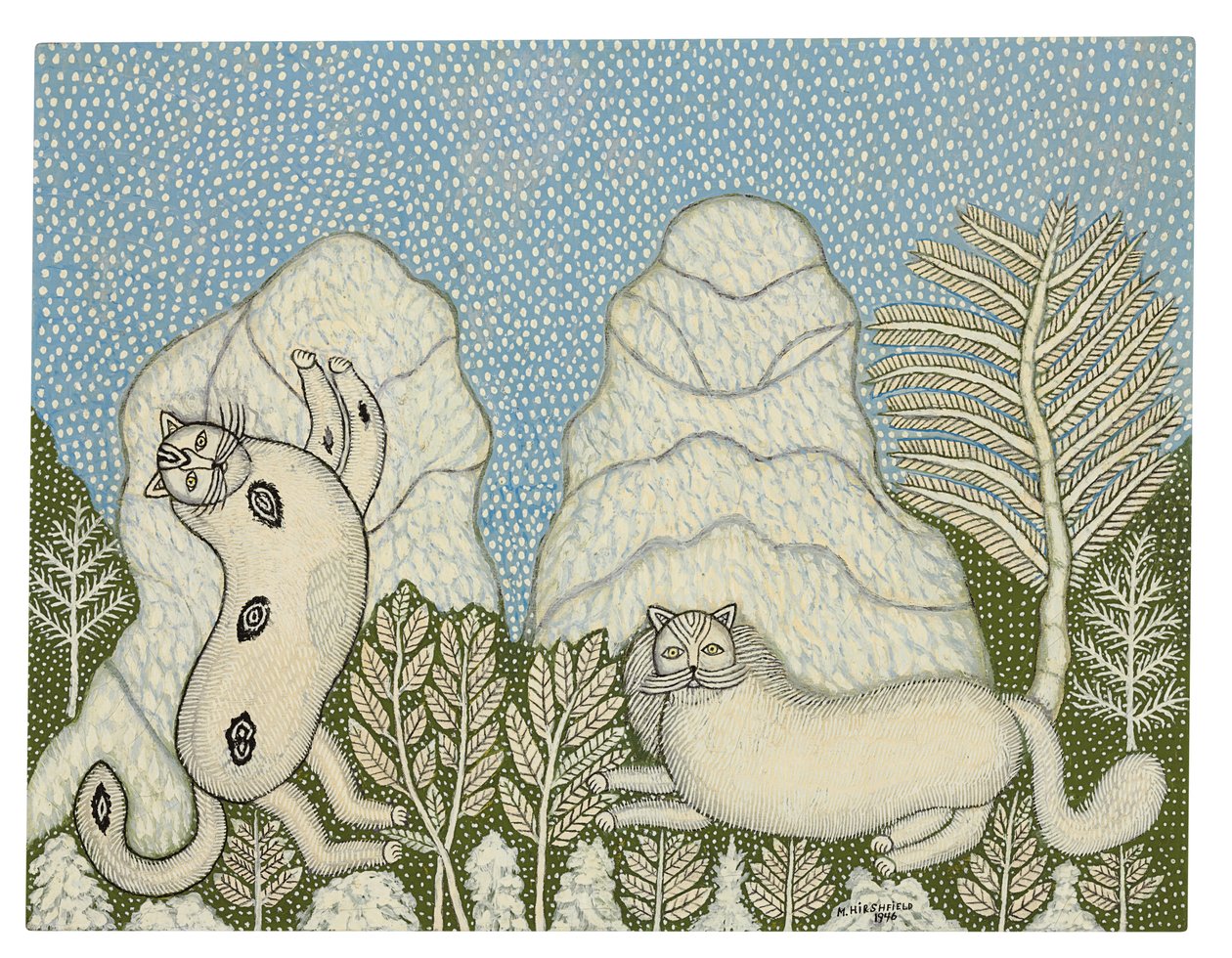 Katter i snön av Morris Hirshfield