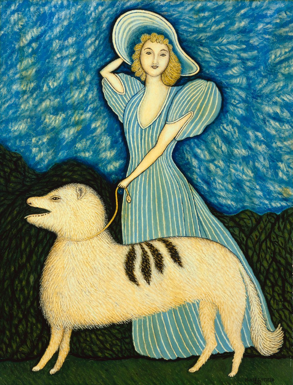 Flicka med hund av Morris Hirshfield