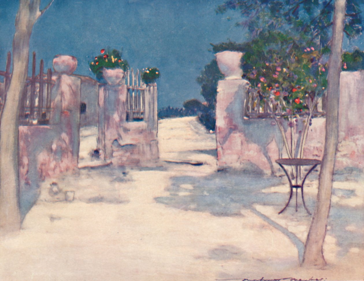"En trädgård, Aten", 1903 av Mortimer L Menpes