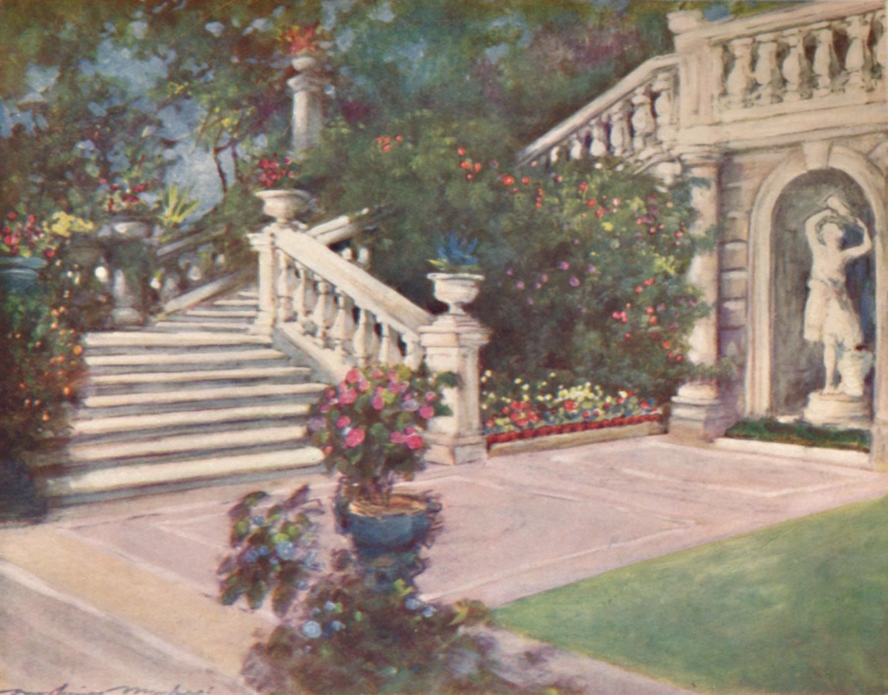 "En trädgård, Rom", 1903 av Mortimer L Menpes