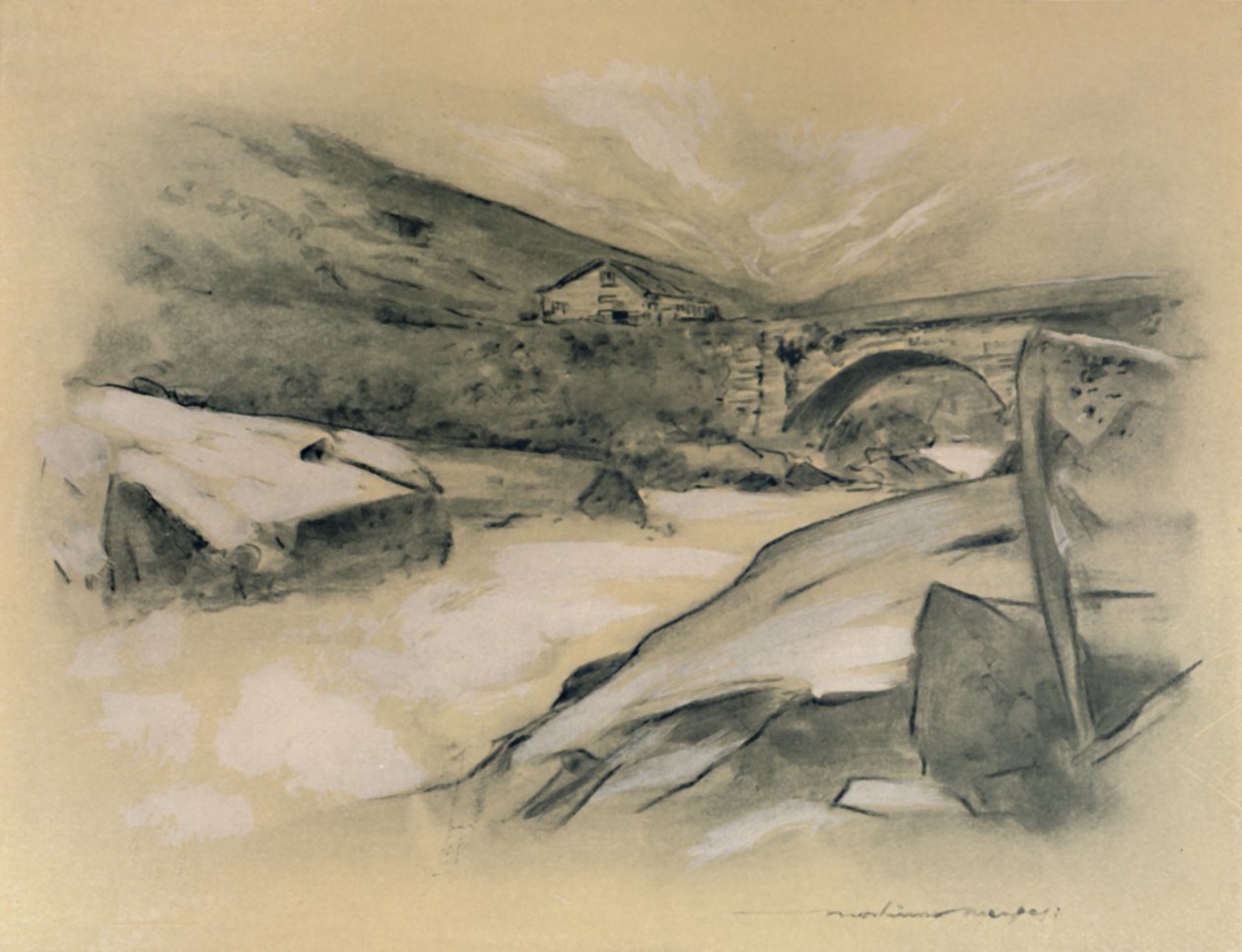 "A Mountain Torrent", 1903 av Mortimer L Menpes