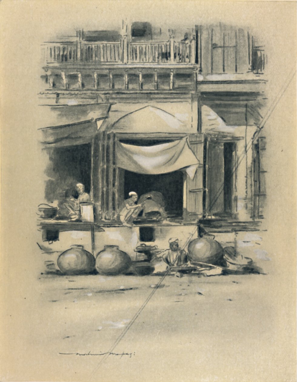 Bazaar i Delhi, 1903 av Mortimer L Menpes