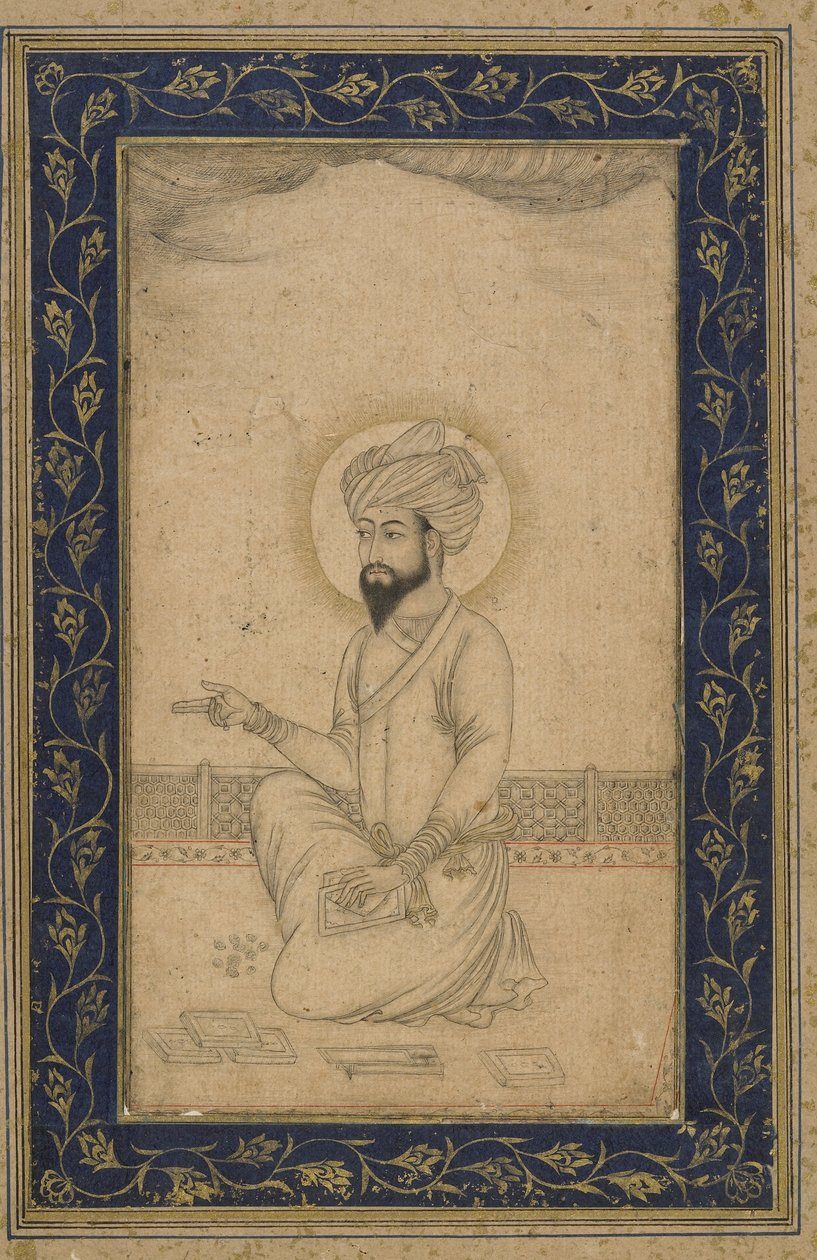 Kejsar Babur, fristående albumfolio, sent 1800-tal av Mughal School