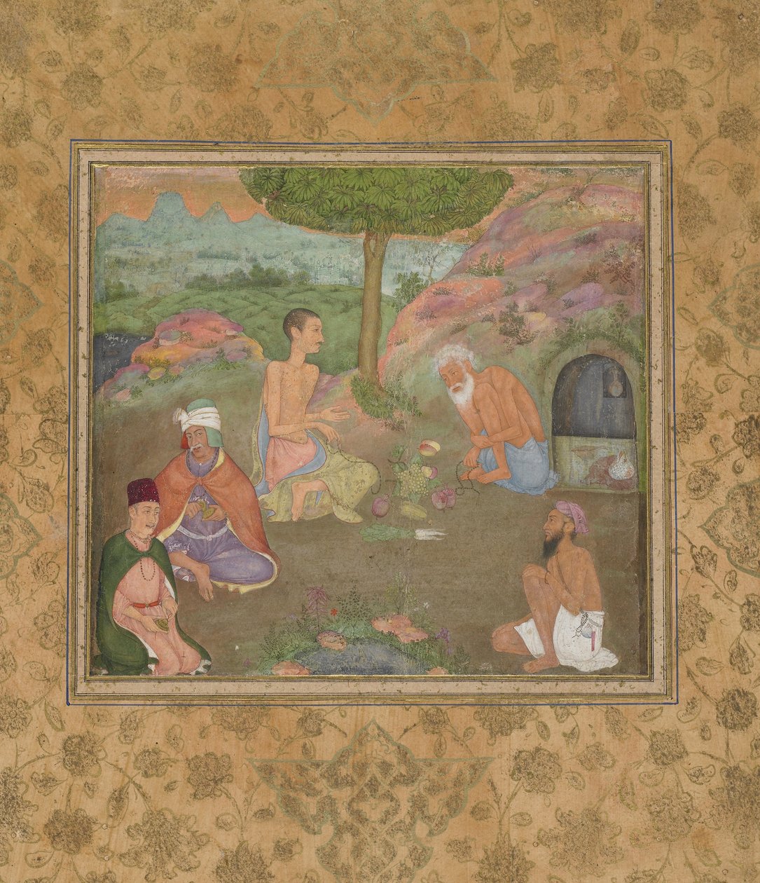 Fem heliga män, fristående manuskriptfolio, c.1670 av Mughal School