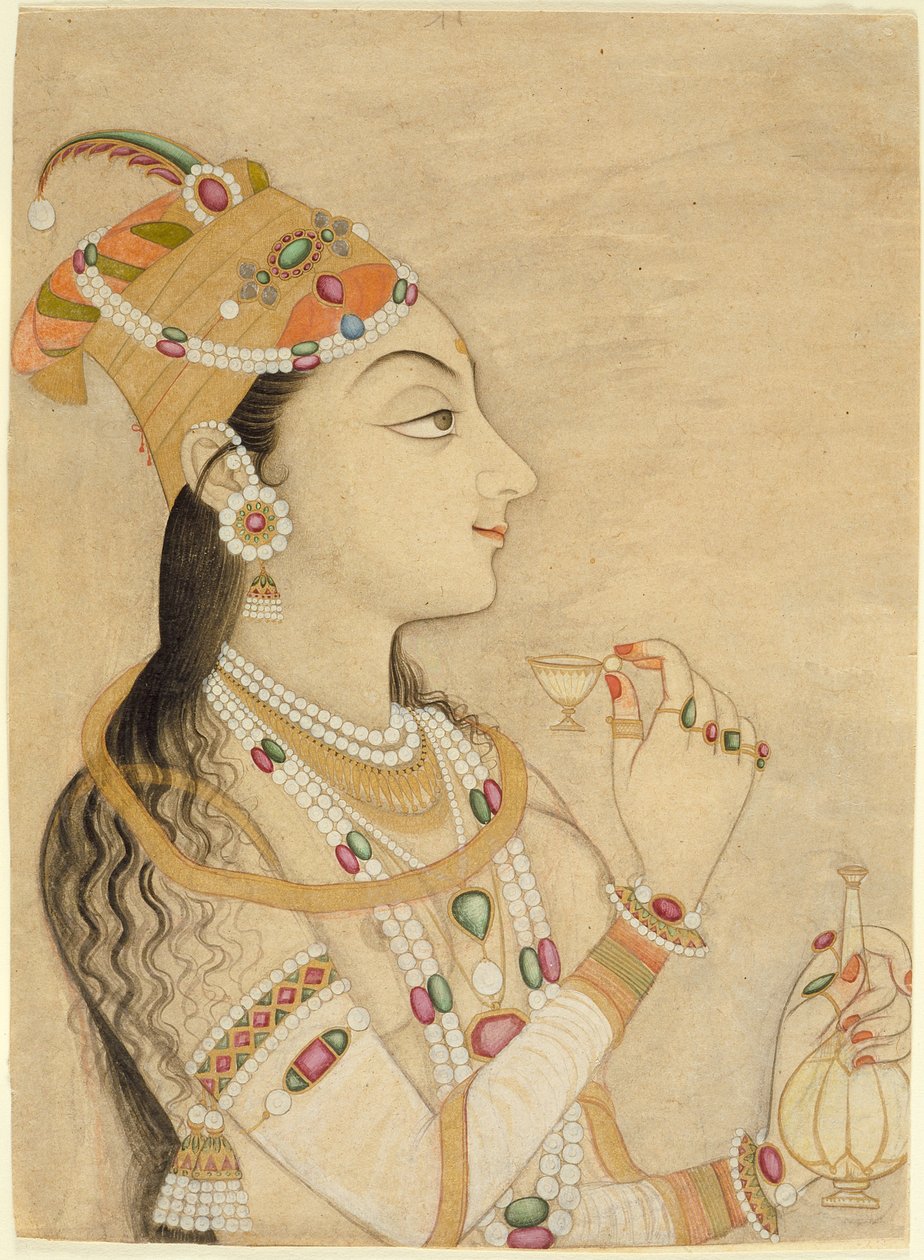 Idealiserat porträtt av Mughal-kejsarinnan Nur Jahan av Mughal School