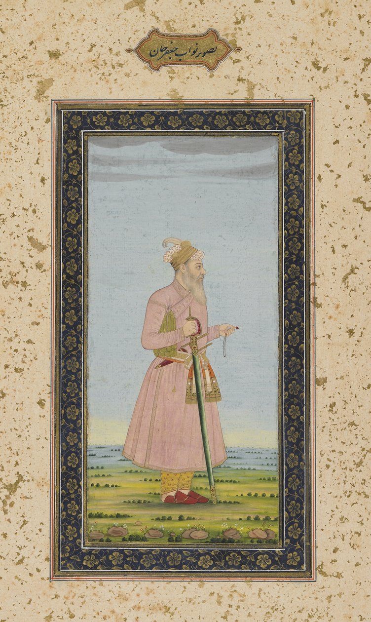 Nawab Ja"far Khan från Impey Album, fristående manuskriptfolio, ca 1770 av Mughal School