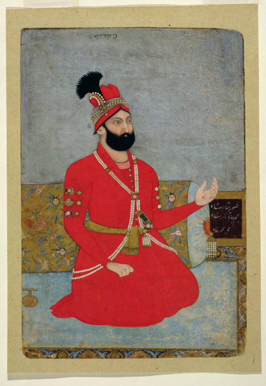 Portræt af Nadir Shah Afshar af Persien (1688-1747), 1700-25 (ugennemsigtigt wc på papir) sverige av Mughal School