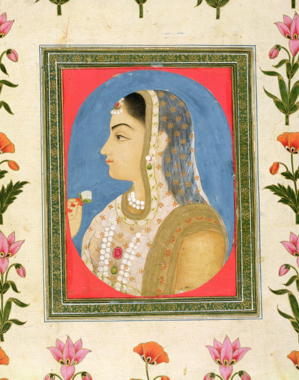 Porträtt av en ädel dam, från Small Clive Album av Mughal School