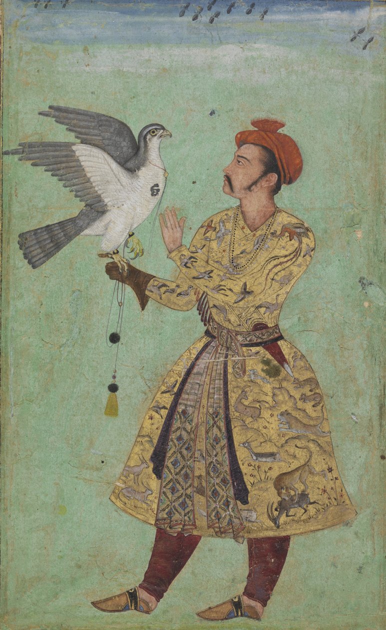 Prins med en falk, c.1600-5 av Mughal School