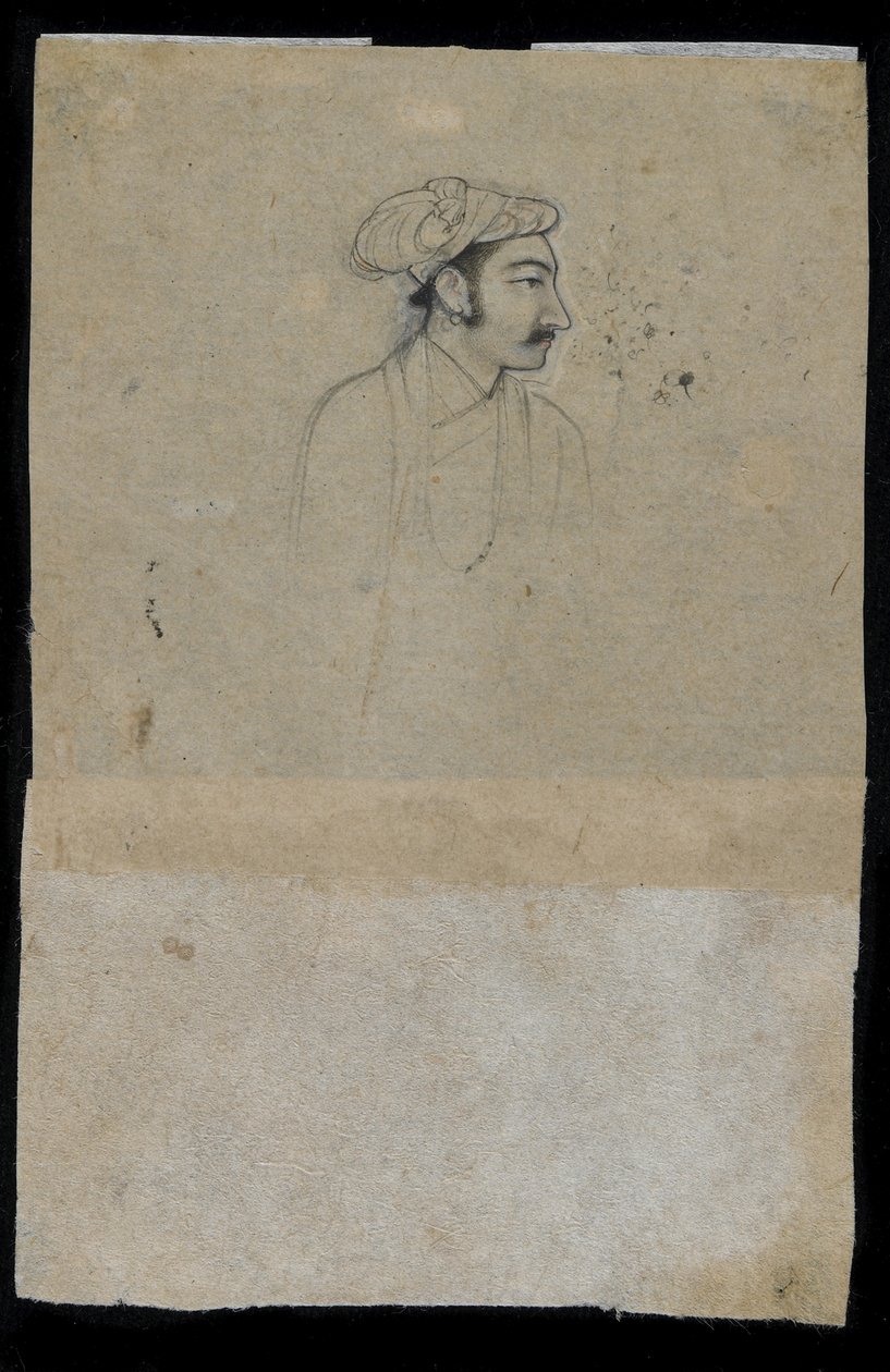 Sultan Khurram (Shah Jahan), ca 1615 (bläck på papper) av Mughal School