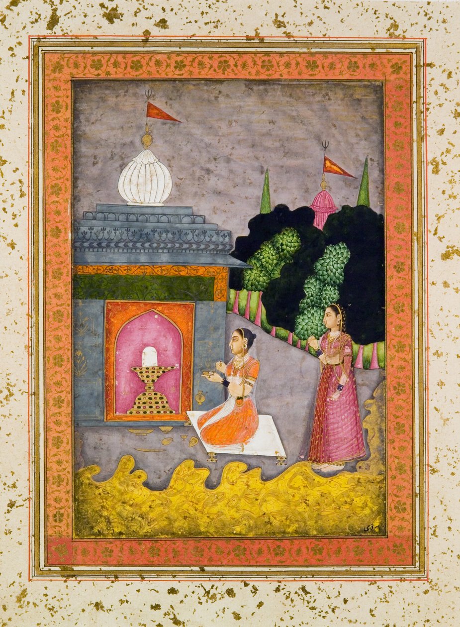 Bhairavi Ragini, ca 1760 (måla och guld på papper) av Mughal School