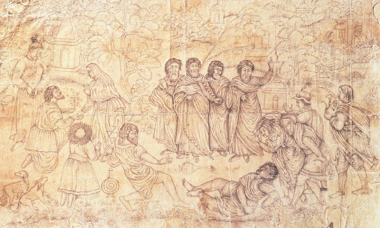Ananias död, ca 1650-1680 av Mughal School