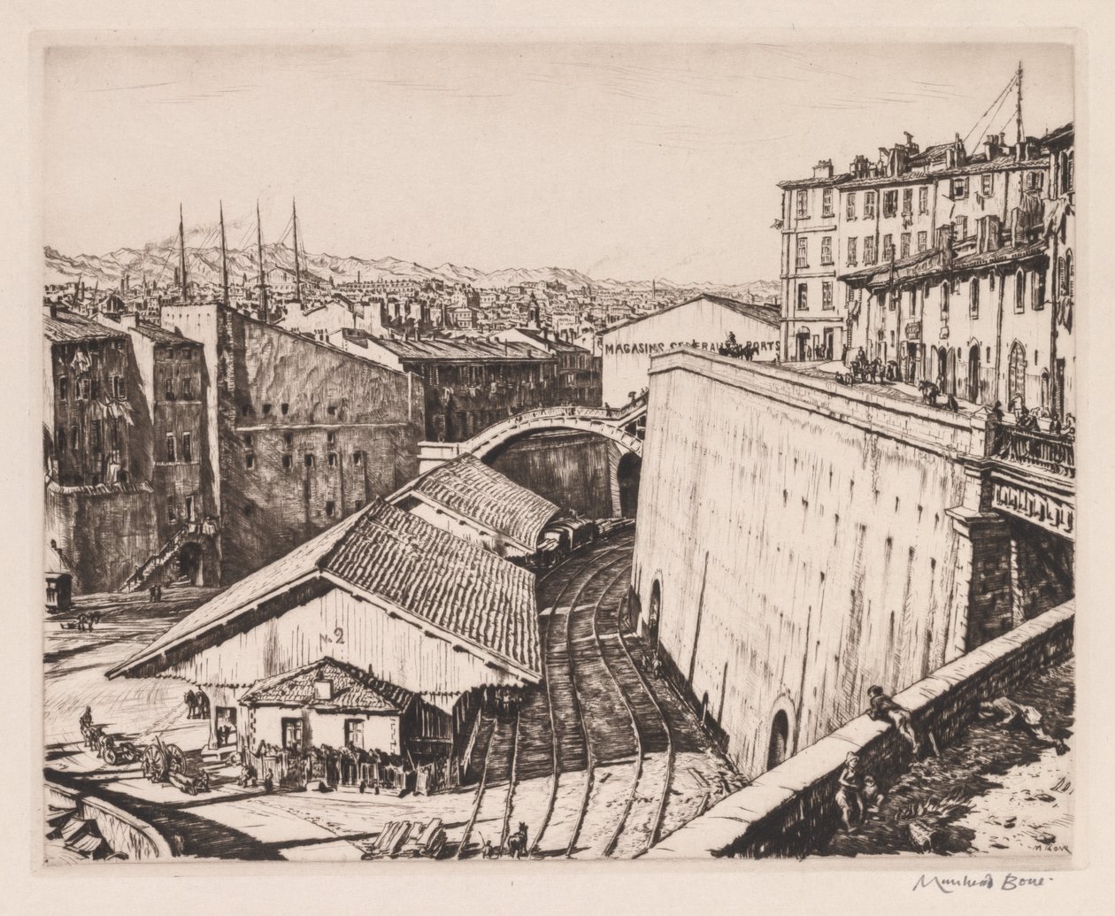 Järnvägshallar, Marseilles av Muirhead Bone