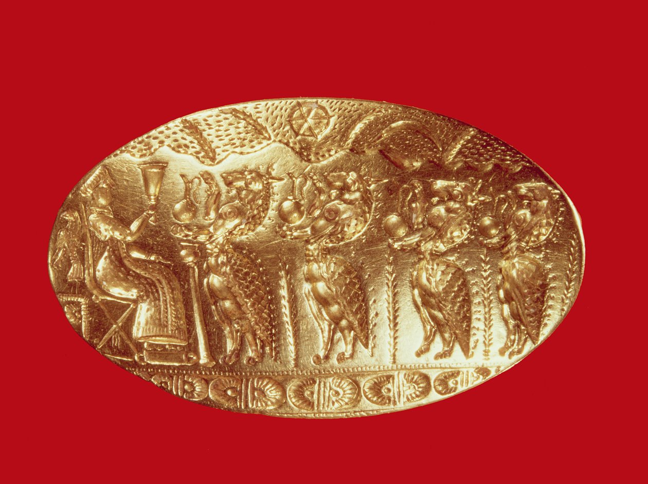 Signetring, från Tiryns (guld) av Mycenaean