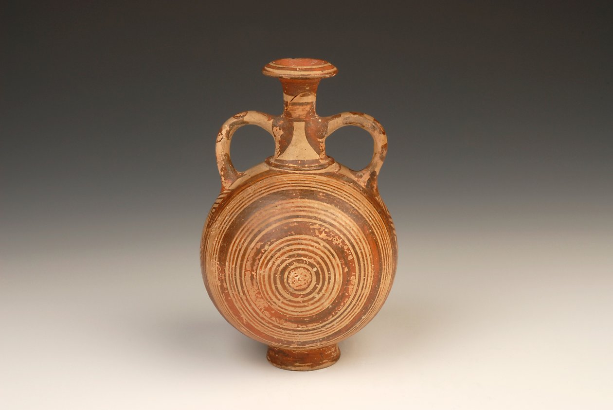 Aryballos Pilgrimsflaska 1400-1370 f.Kr. terrakotta av Mycenaean