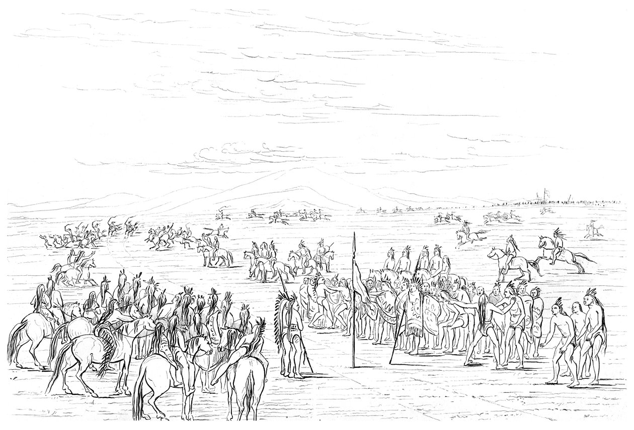 Indian hästkapplöpning, 1841. av Myers and Co