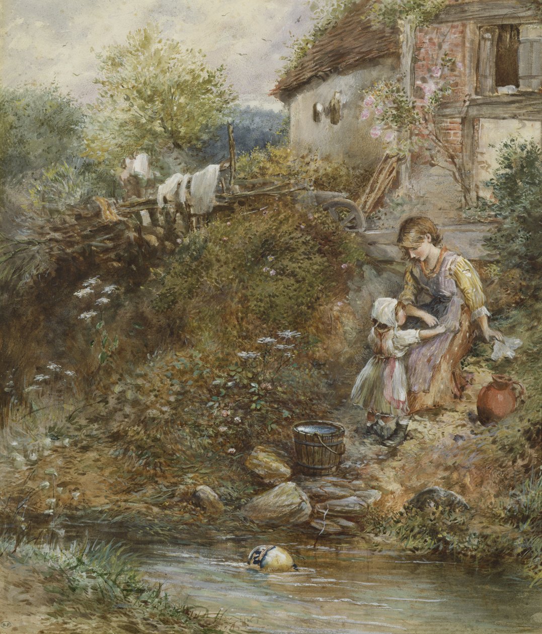 Tvättdagen (wc på papper) av Myles Birket Foster
