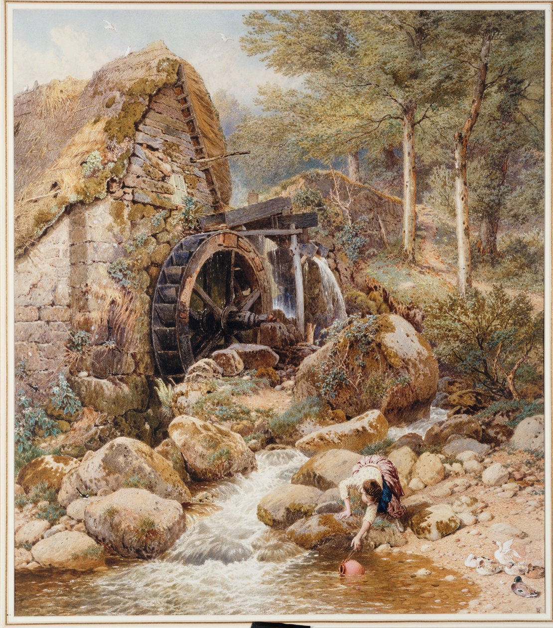 En gammal vattenkvarn av Myles Birket Foster