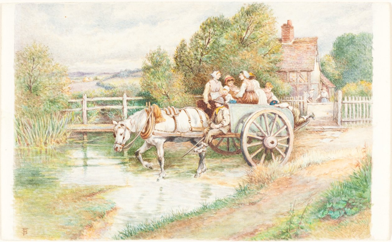 Barn i en vagn av Myles Birket Foster