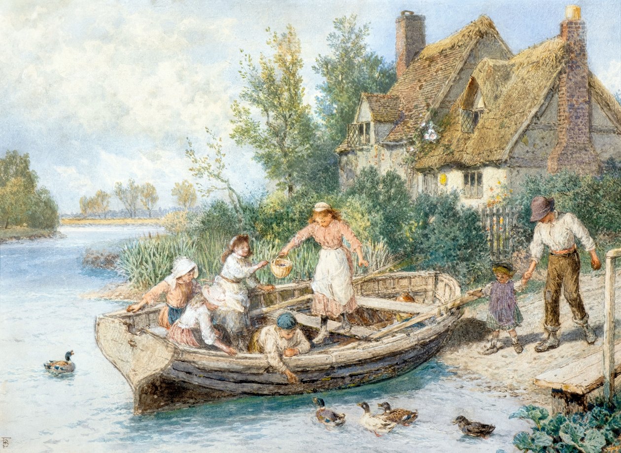 Färjan (akvarell) av Myles Birket Foster