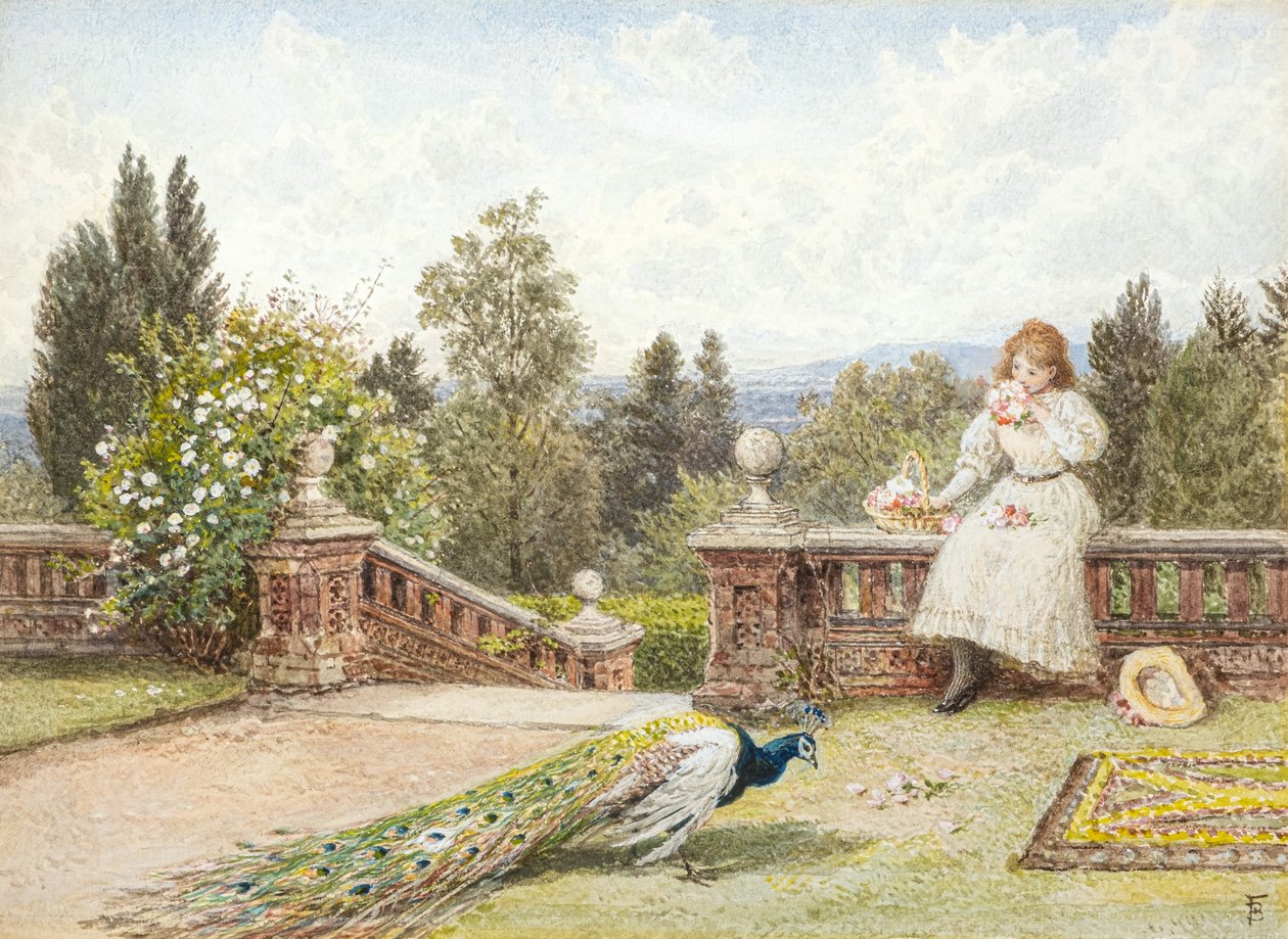 The Terrace (akvarell) av Myles Birket Foster
