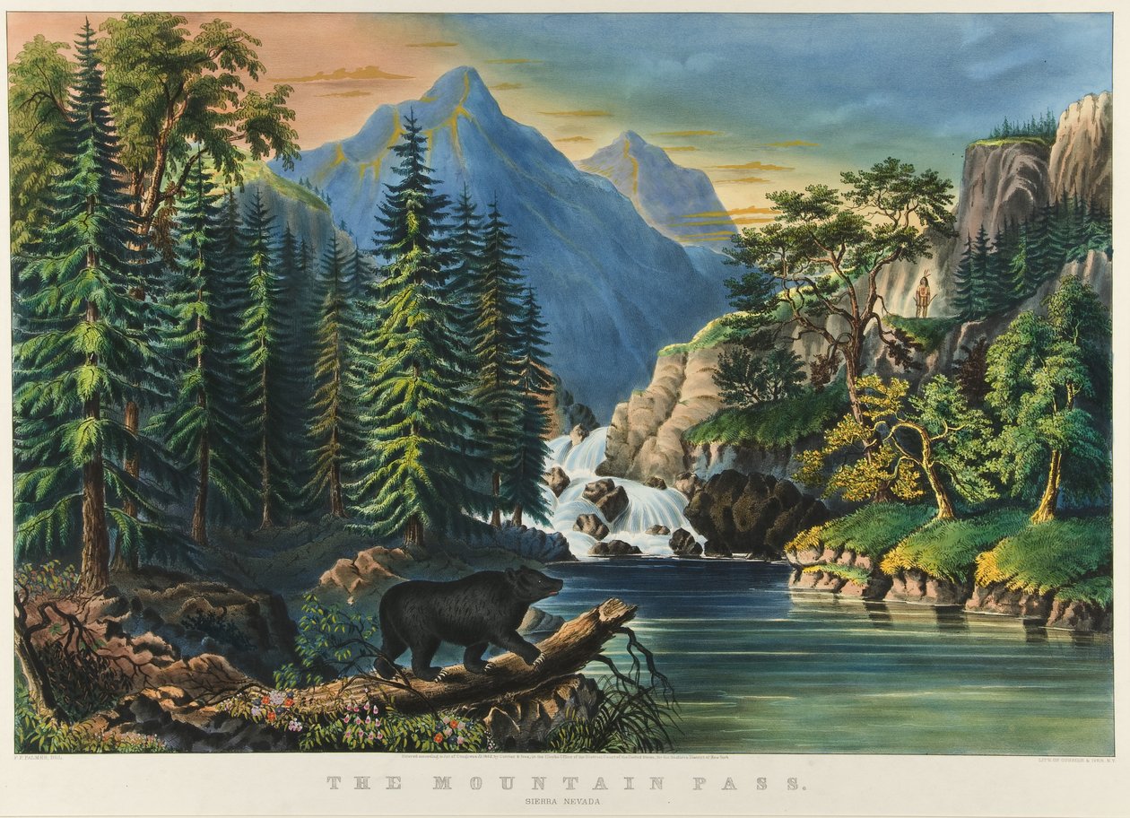 Bergspasset: Sierra Nevada, 1867 av Nathaniel Currier
